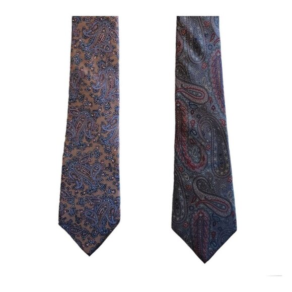 SET OF 2 Christian Dior Monsieur Floral Paisley Silky Career Businss Formal Ties - Picture 1 of 6